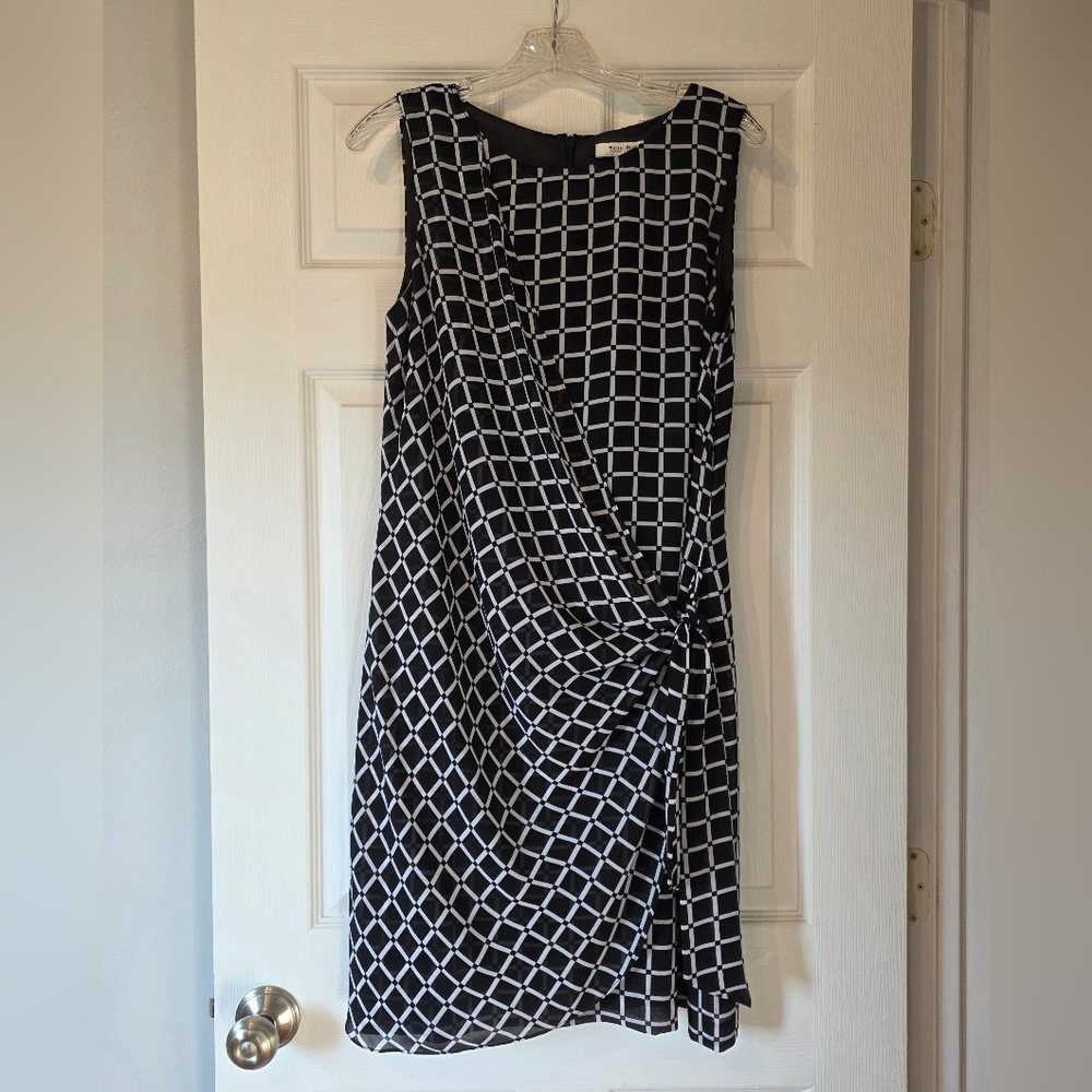 White House Black Market Black and White Checkered Midi Dress
